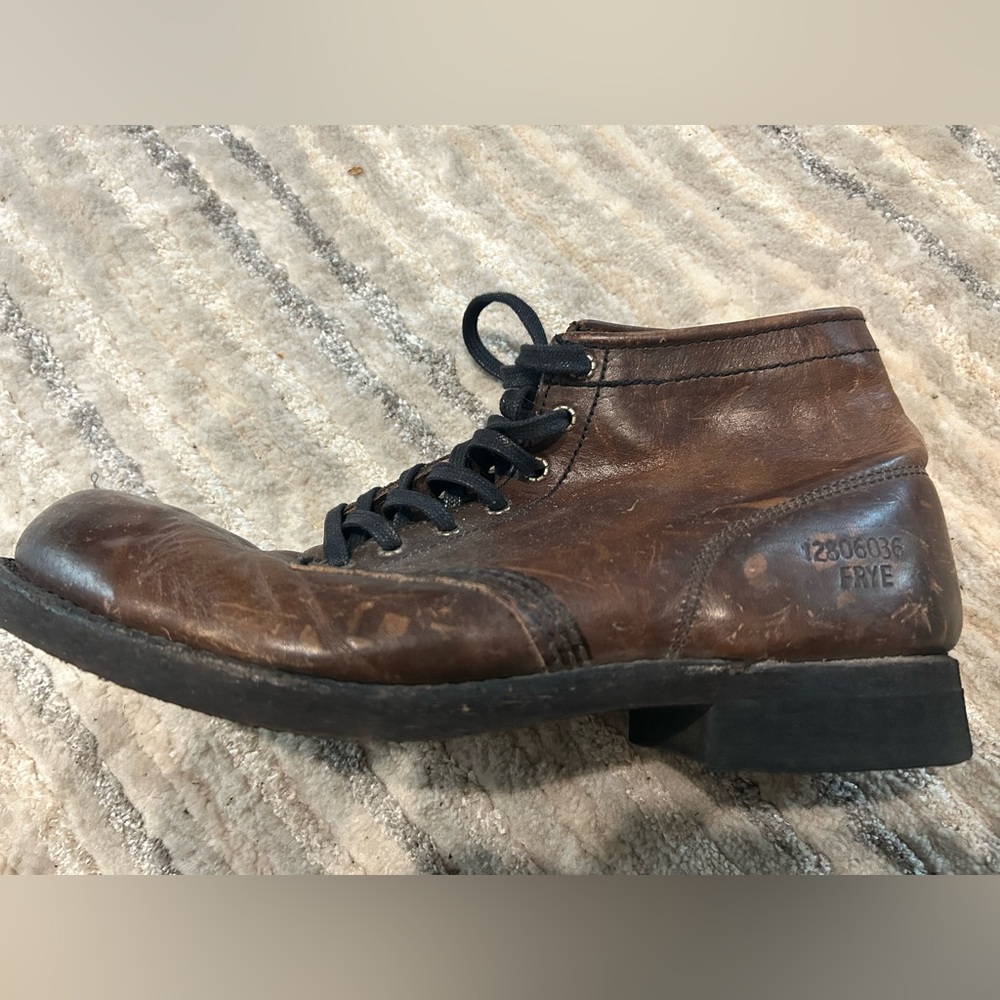 Frye Dark Brown Leather Lace-Up Boots - Picture 3 of 5